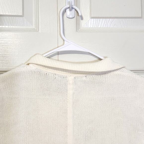 Katherine Barclay Women's Ivory Asymmetrical Long Sleeve Button Sweater Size Med - Picture 3 of 10